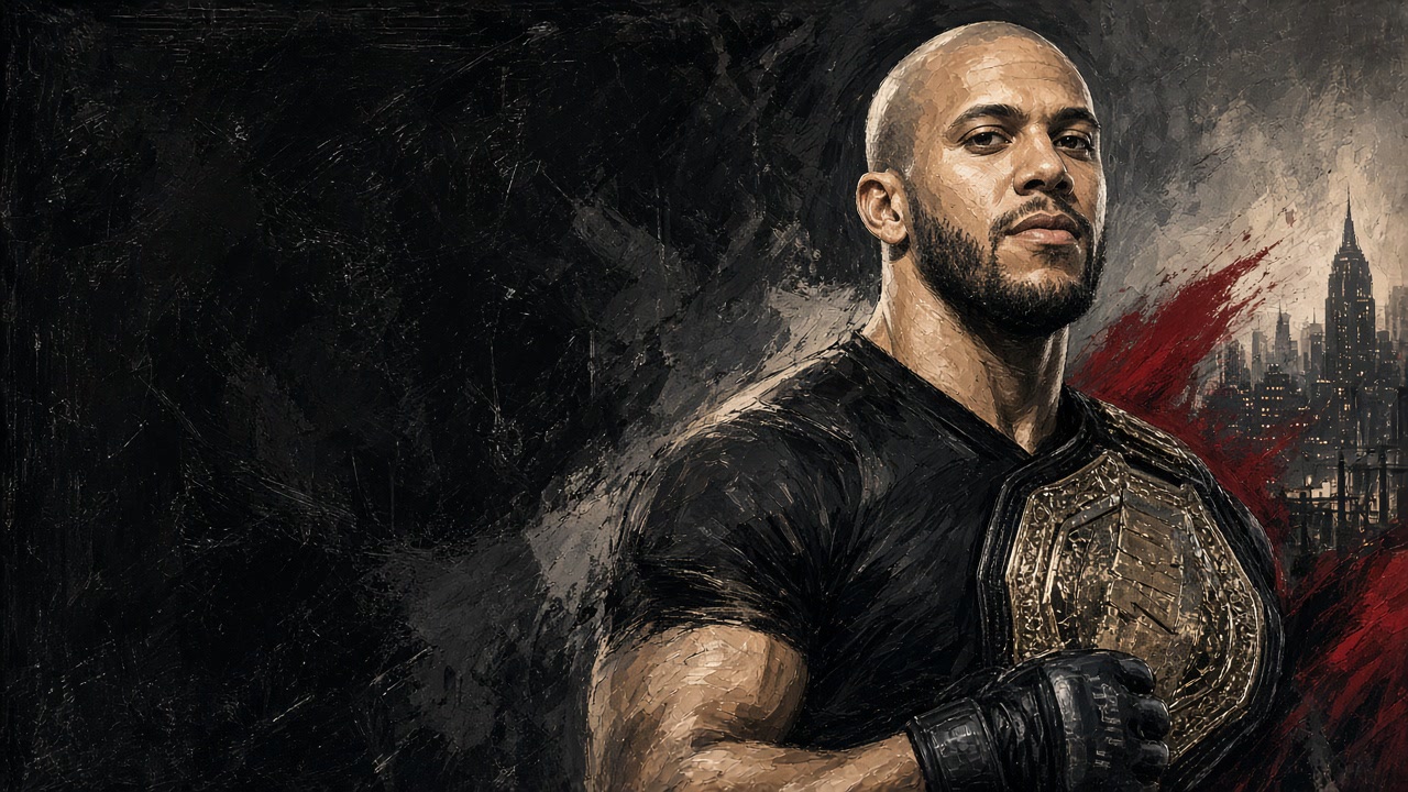 Editorial illustration: Ciryl Gane named undisputed heavyweight champion; first defense vs Josh Hokit booked for UFC 334 at Madison Square Garden