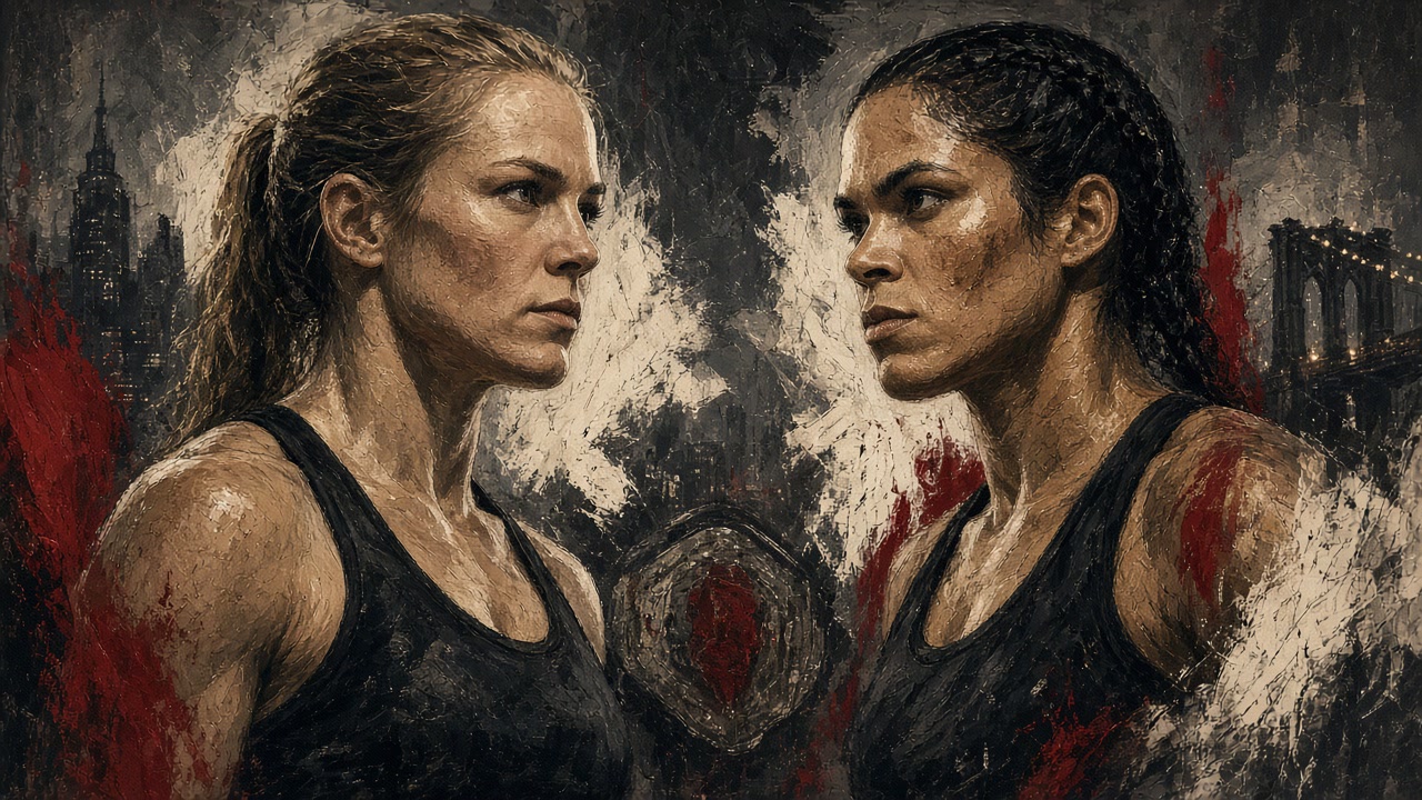 Editorial illustration: Kayla Harrison vs Amanda Nunes women’s bantamweight title fight booked for UFC 334 at Madison Square Garden